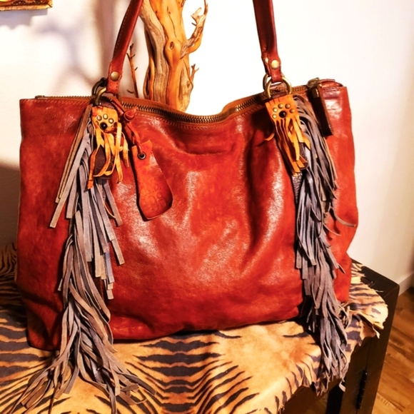 A.S 98 Dist. Rustic Cognac Leather Handbag NEW - Picture 3 of 12